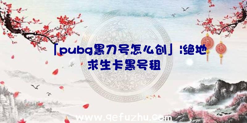 「pubg黑刀号怎么创」|绝地求生卡黑号租